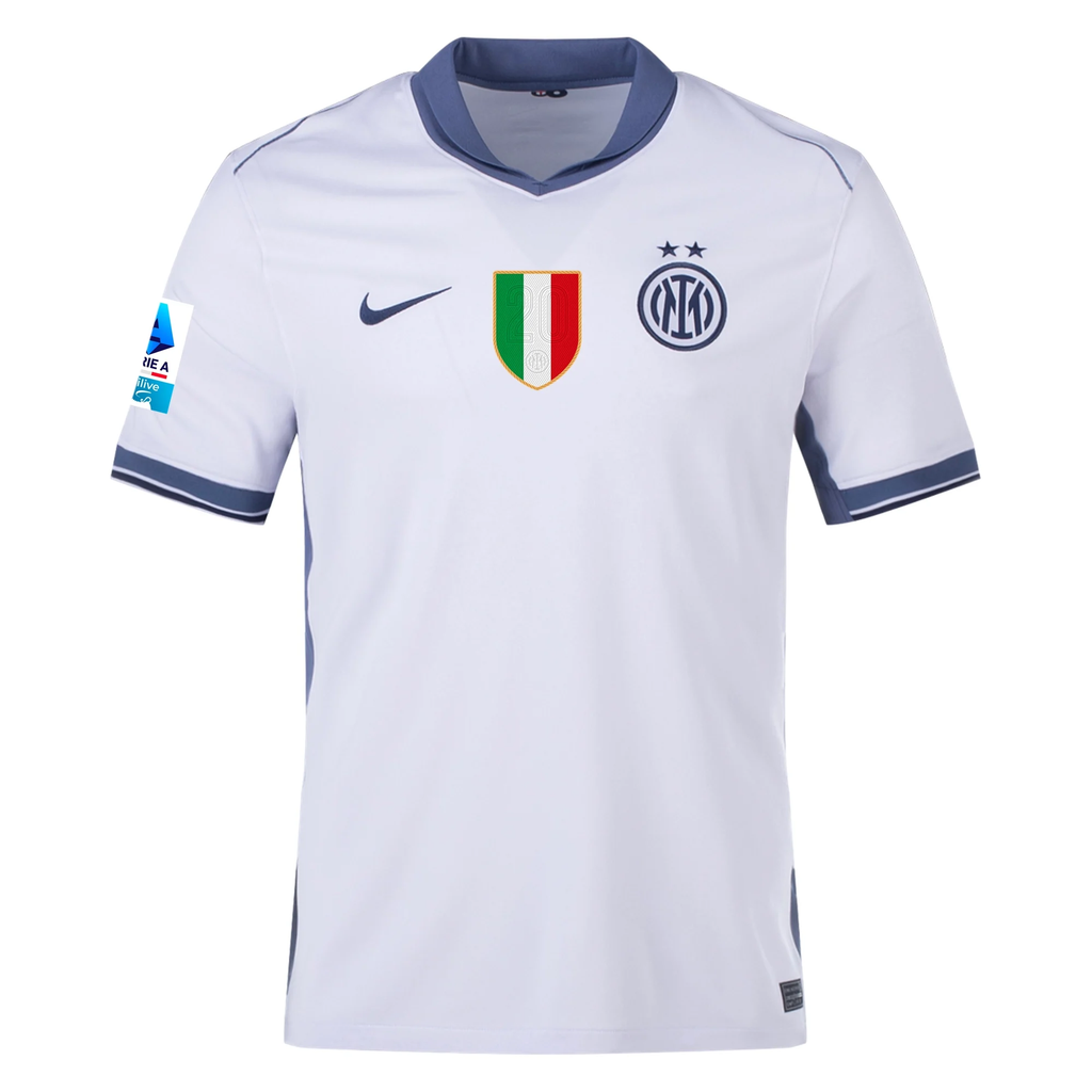 Nike Inter Milan Marcus Thuram Away Jersey w/ Serie A + Scudetto Patch 24/25 (Summit White/Iris Whisper)