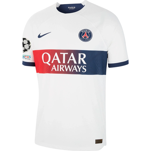 Nike Paris Saint-Germain Authentic Zaire--Emery Match Vaporknit Away Jersey w/ Champions League Patches 23/24 (White/Midnight Navy)