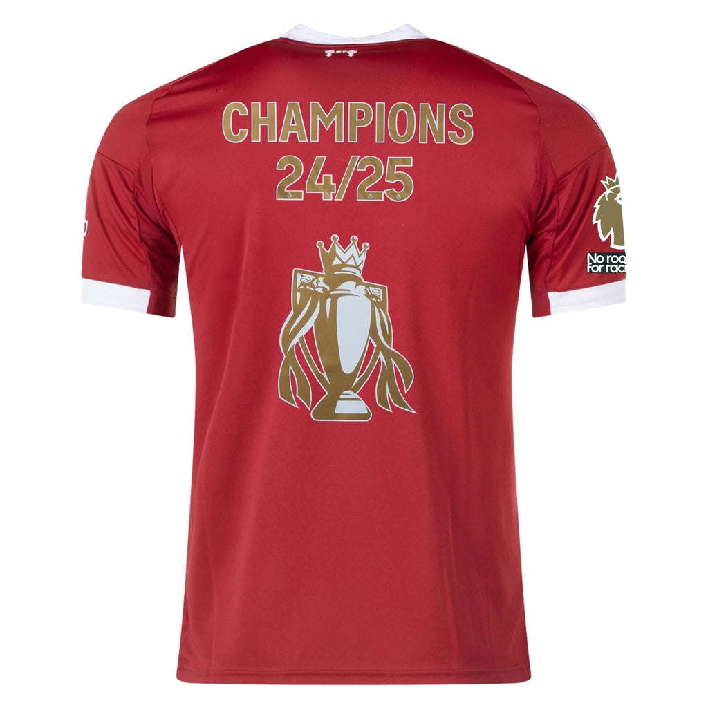 adidas Men's Liverpool Home Jersey 25/26 w/ Gold Trophy Print + NRFR + EPL Patches (Strawberry Red)