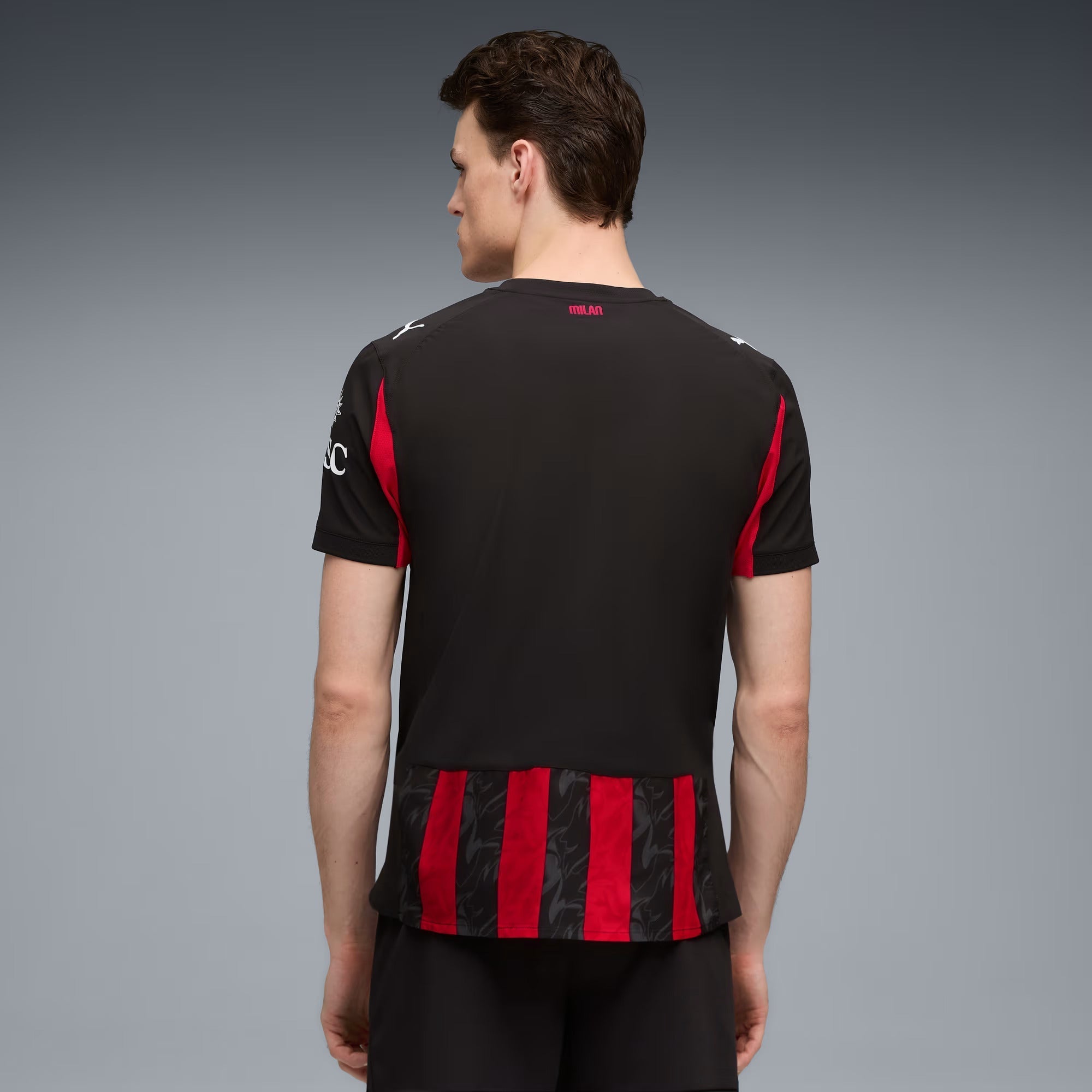 Puma Chukwueze Men's AC Milan Authentic Home Jersey 25/26 w/ Seria A Patch (Red/Black)