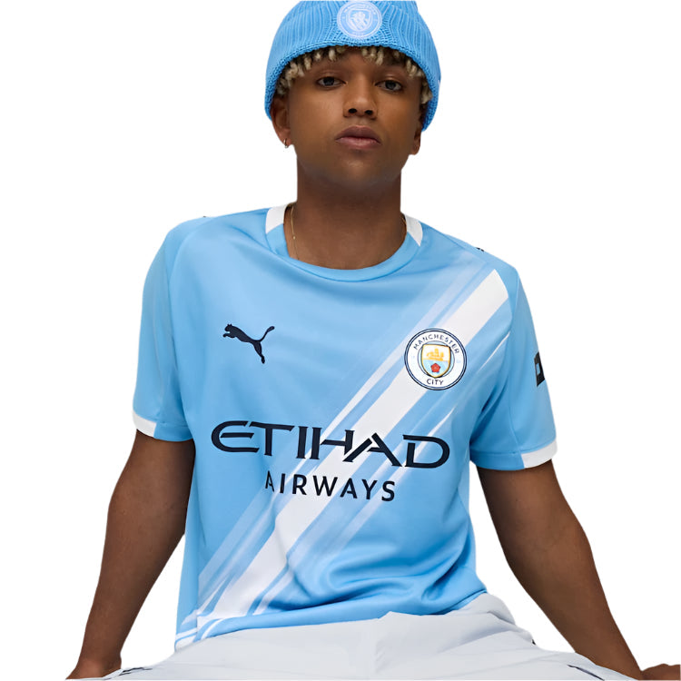 Puma Claudio Echeverri Manchester City Home Jersey 25/26 w/ EPL + Sponsor Patch (Team Light Blue/Puma White)