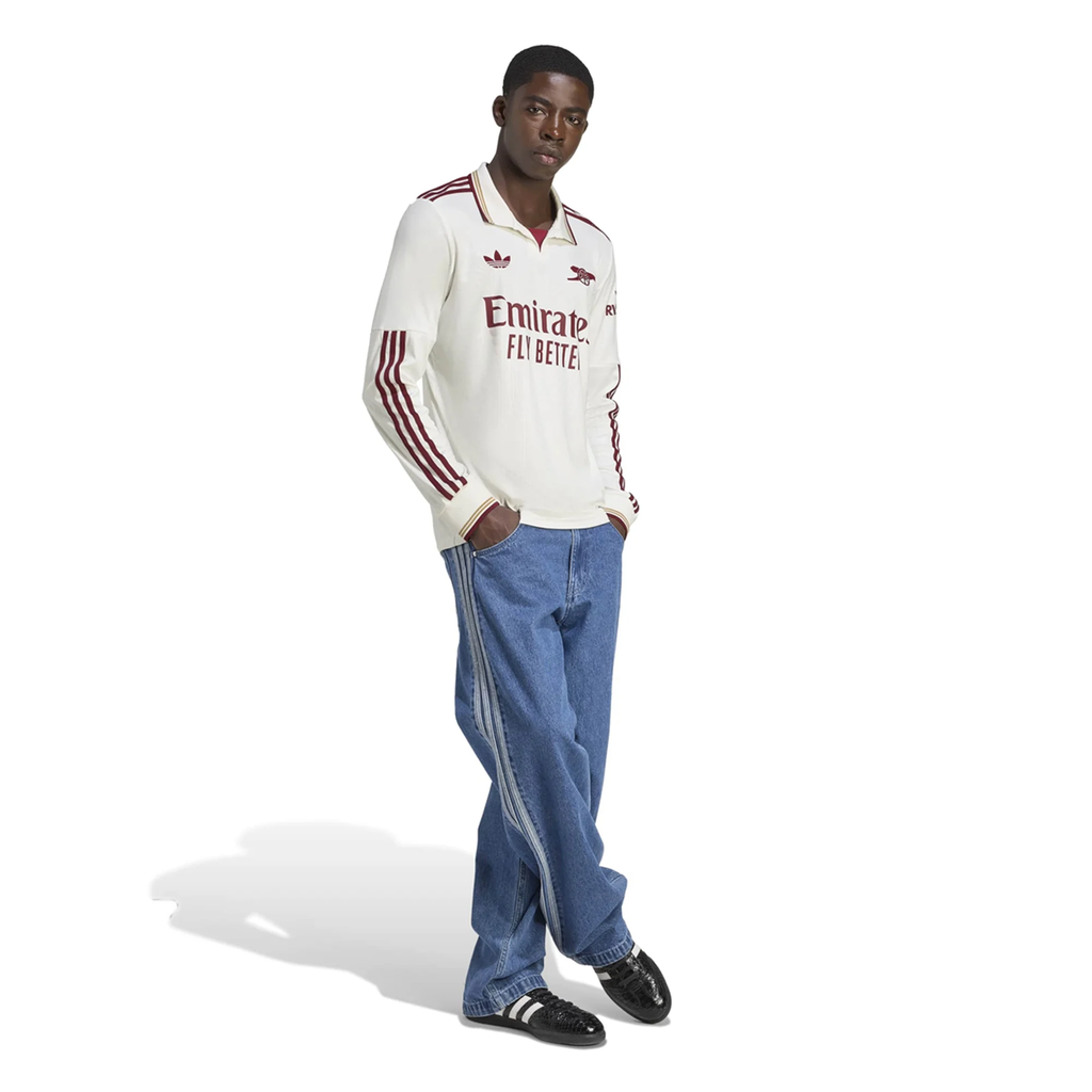 adidas Arsenal Martin Ødegaard Third Long Sleeve Jersey w/ EPL + No Room For Racism 25/26 (White/Burgundy)