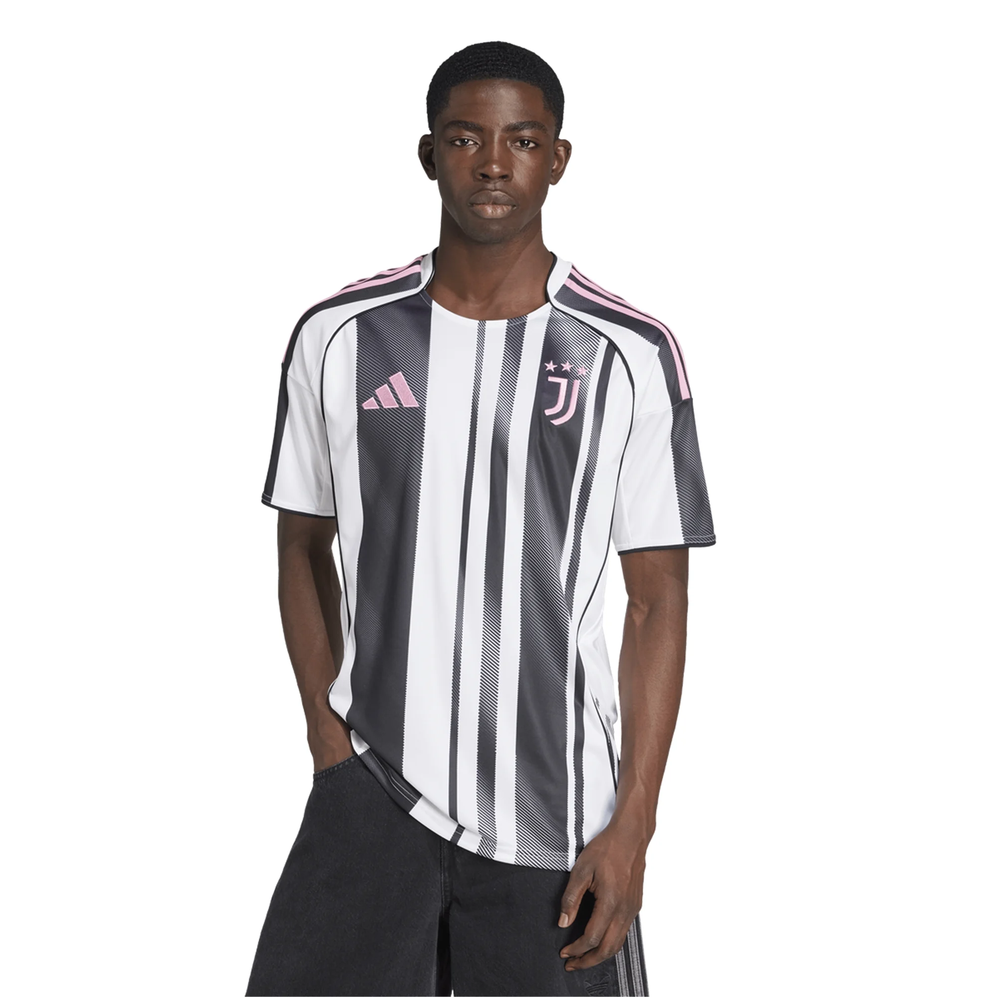 adidas Juventus Weston McKennie Home Jersey w/ Champions League Patches 25/26 (White/Black/Pink)