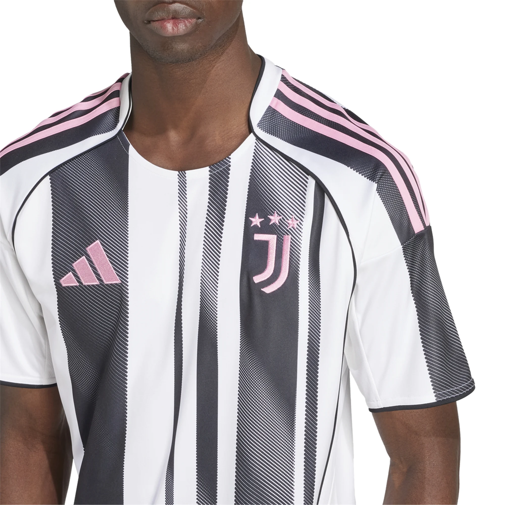 adidas Men's Juventus Miretti Home Jersey w/ Serie A Patch 25/26 (White/Black/Pink)