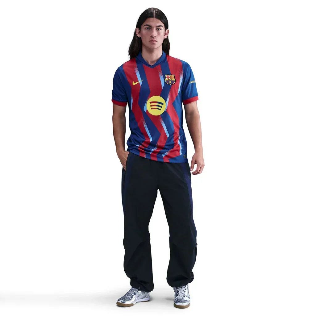 Nike Men's FC Barcelona 4th Jersey 25/26 (Blue/Red/Yellow)