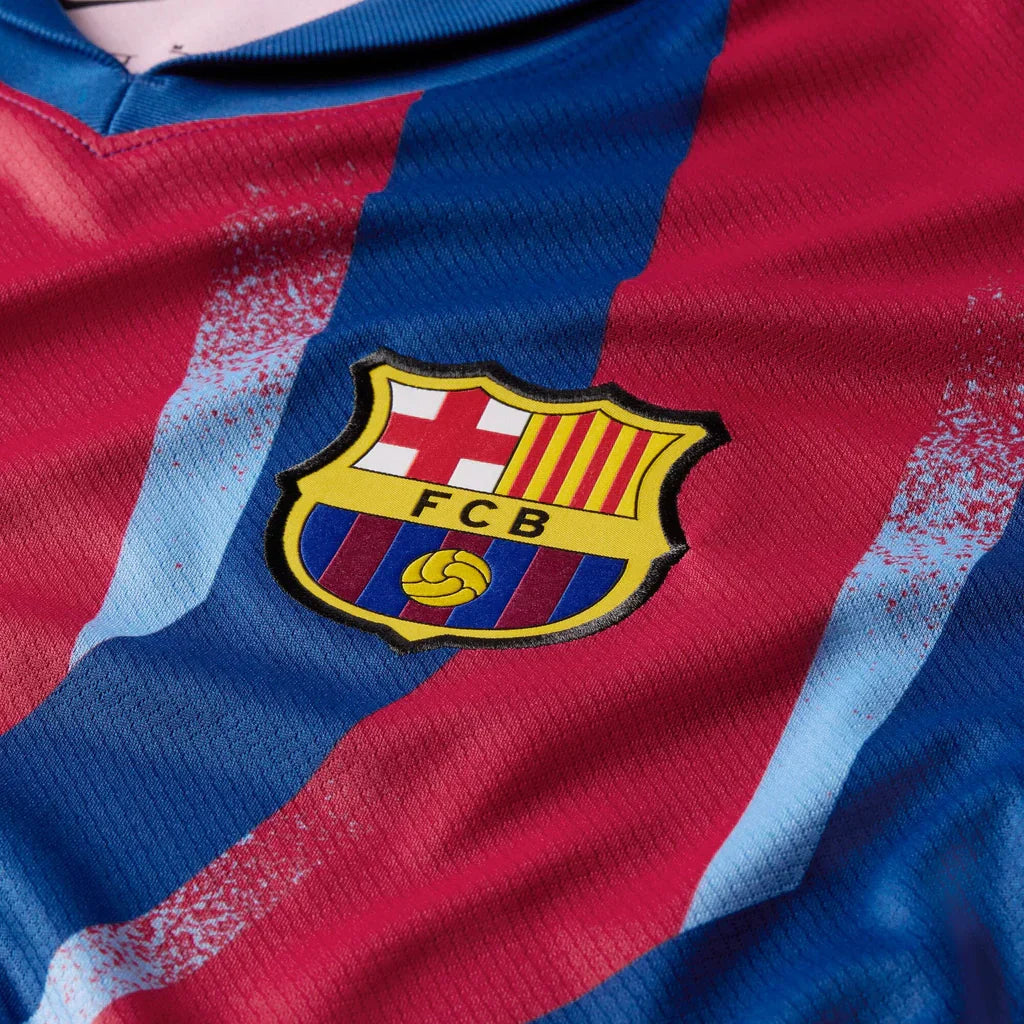 Nike Men's FC Barcelona R. Araujo 4th Jersey 25/26 w/ La Liga Patches (Blue/Red/Yellow)