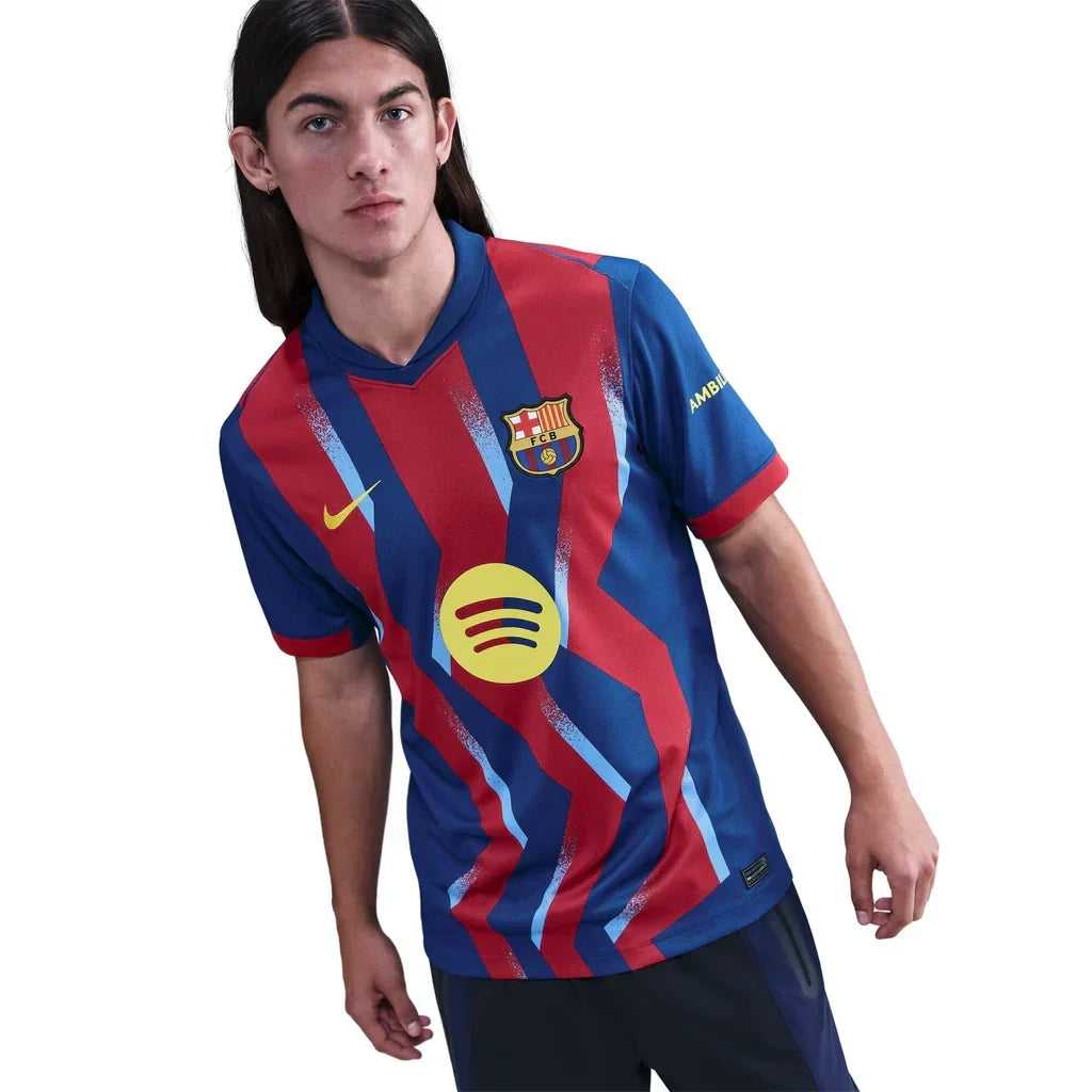 Nike Men's FC Barcelona Christensen 4th Jersey 25/26 w/ La Liga Patches (Blue/Red/Yellow)