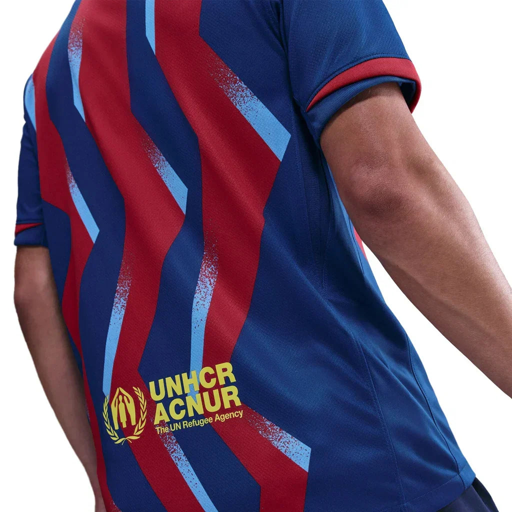 Nike Men's FC Barcelona R. Araujo 4th Jersey 25/26 w/ La Liga Patches (Blue/Red/Yellow)