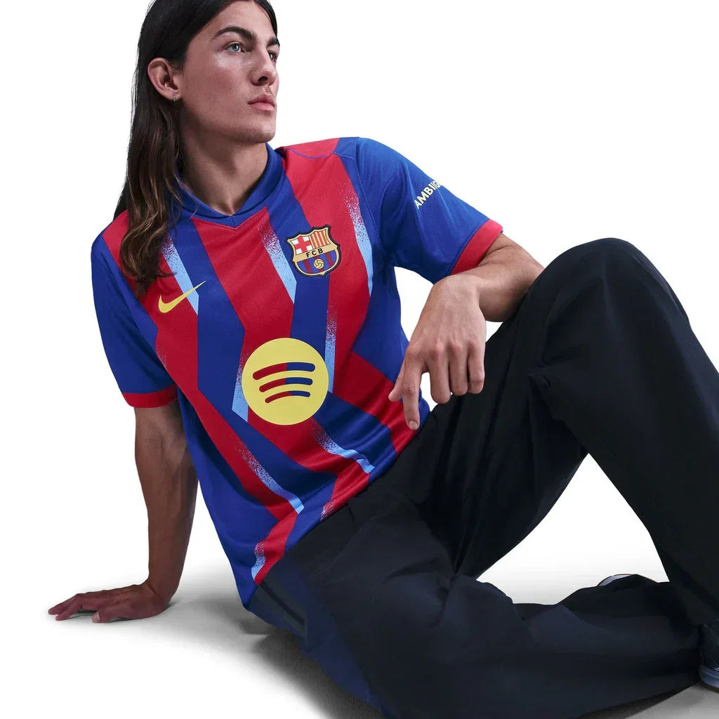 Nike Men's FC Barcelona Marcus Rashford 4th Jersey 25/26 w/ La Liga Patches (Blue/Red/Yellow)