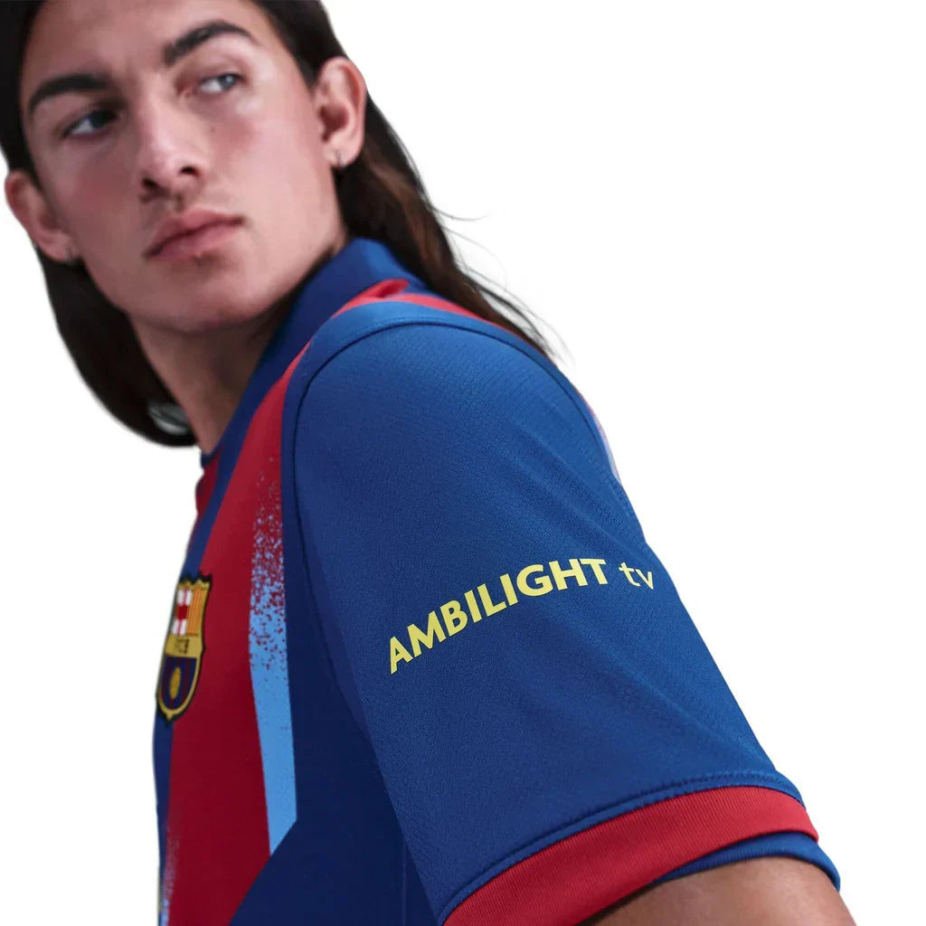 Nike Men's FC Barcelona Lewandowski 4th Jersey 25/26 w/ La Liga Patches (Blue/Red/Yellow)