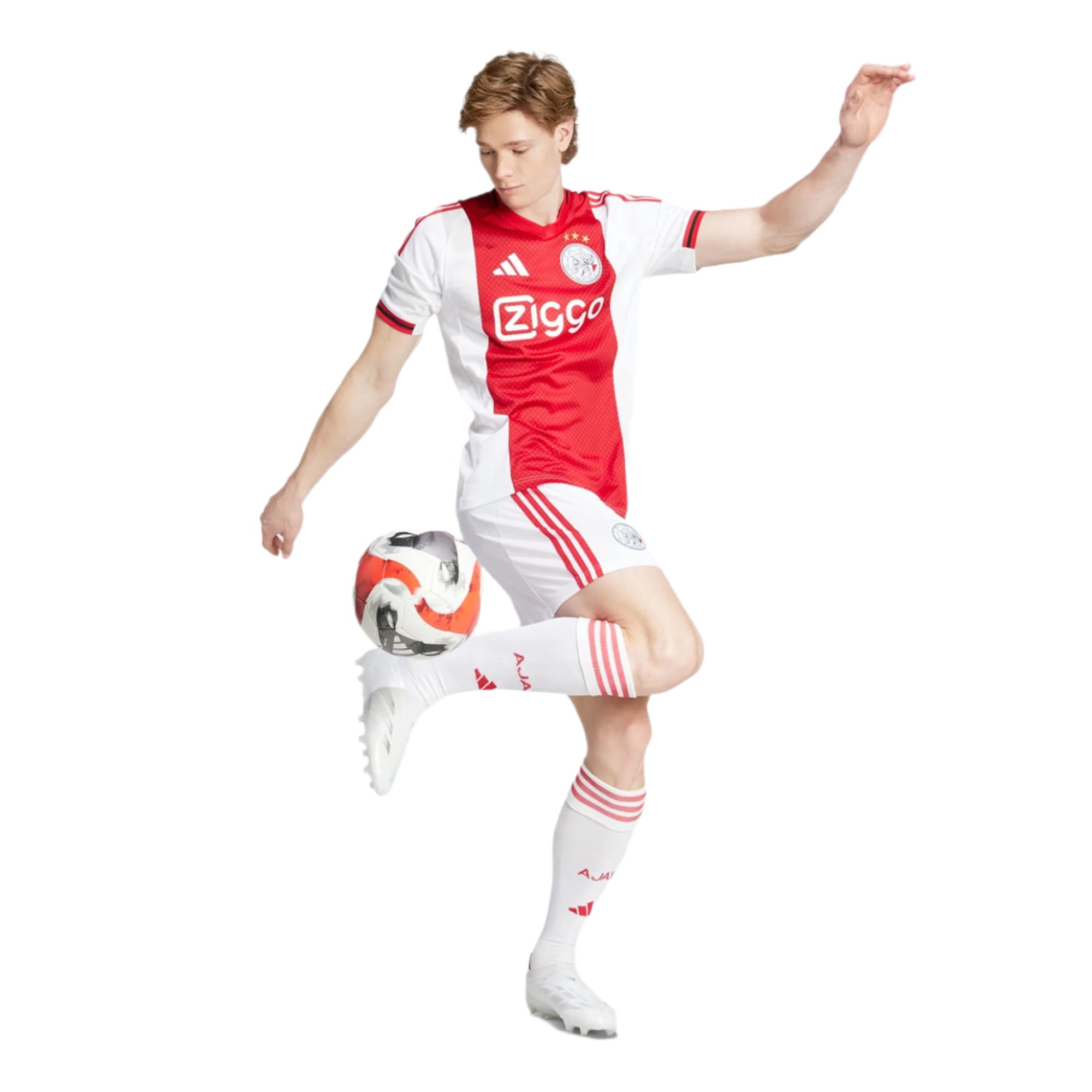 adidas Men's Ajax Home Jersey w/ Champions League Patches 25/26 (Red/White)