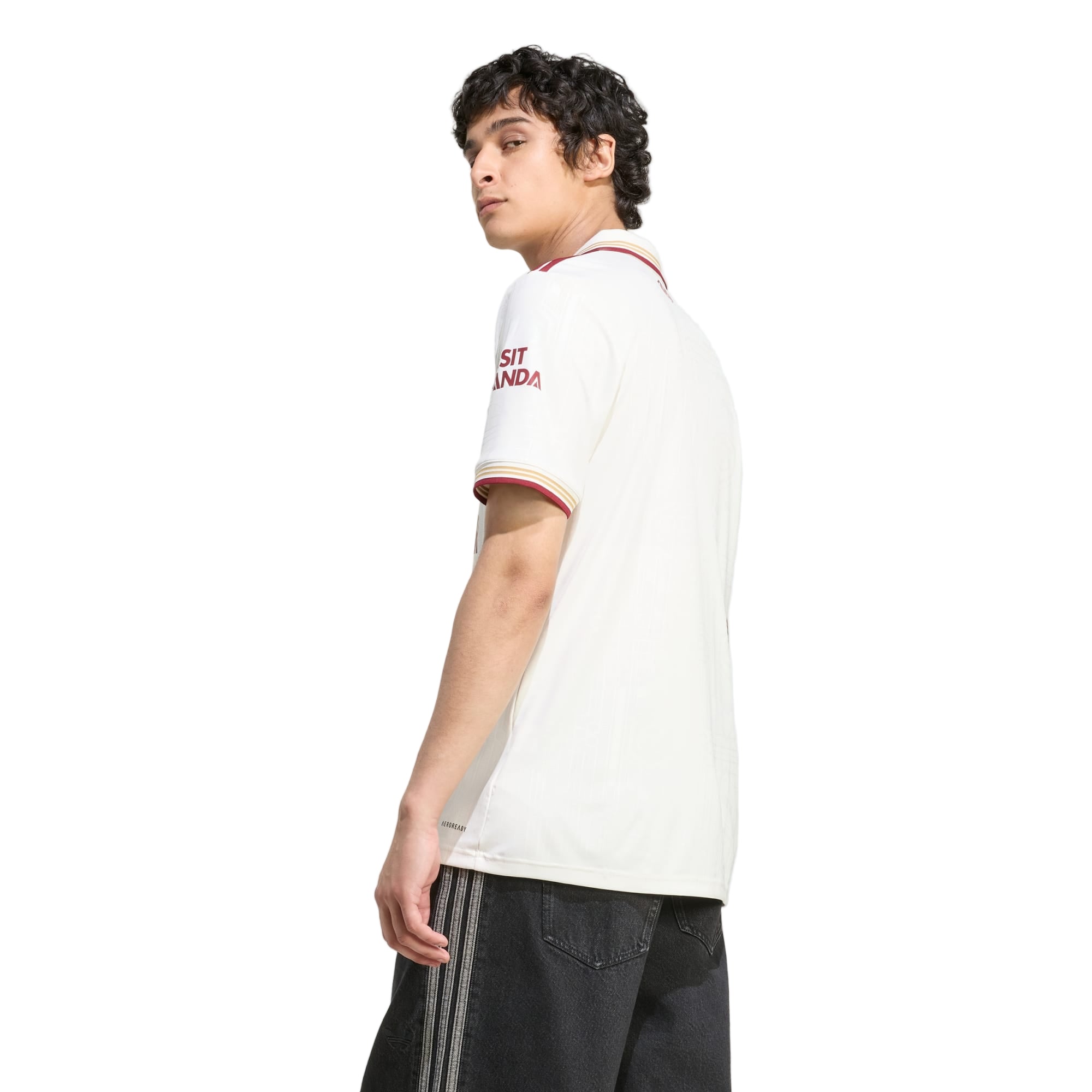 adidas Eze Men's Arsenal FC Third Jersey 25/26 w/ NRFR + EPL Patches (White/Burgundy)