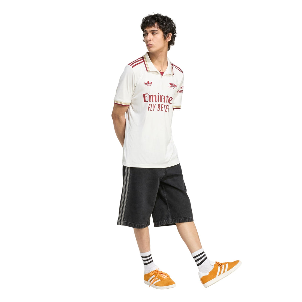 adidas White Men's Arsenal FC Third Jersey 25/26 w/ NRFR + EPL Patches (White/Burgundy)