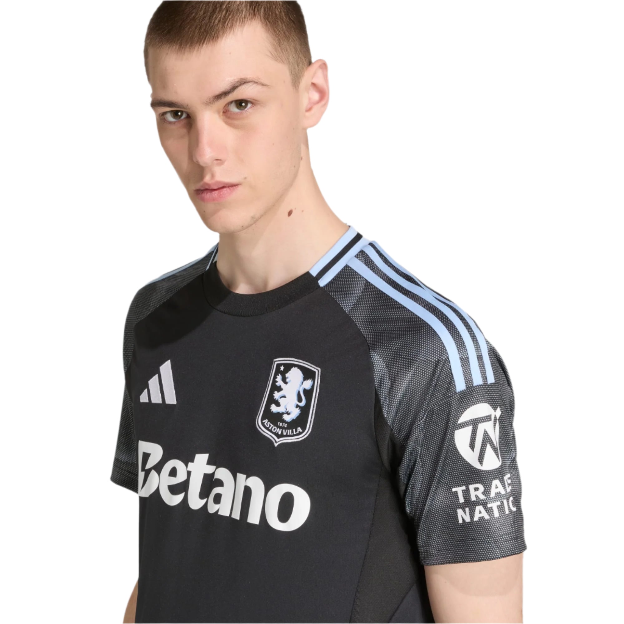 adidas Bogarde Men's Aston Villa 25/26 Away Jersey w/ EPL + NRFR Patches (Black/Global Blue)