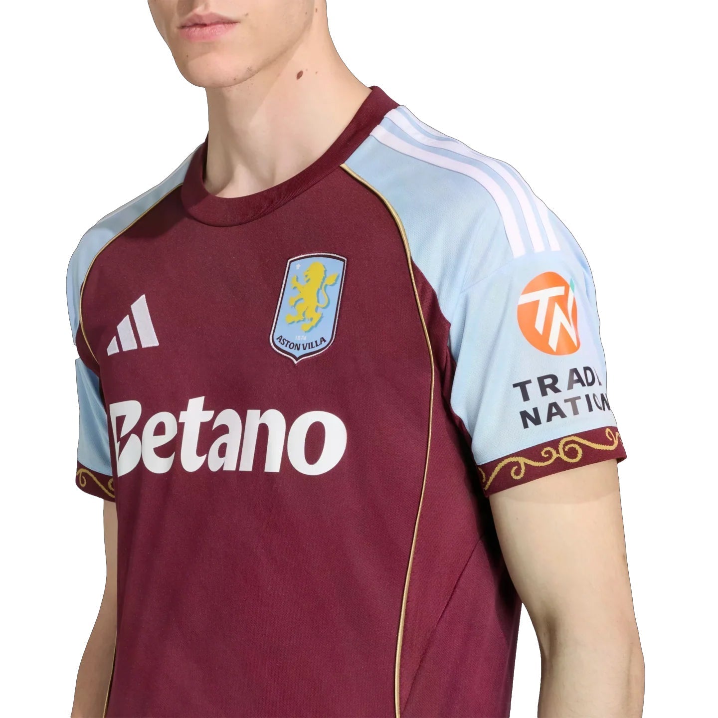 adidas Guessand Men's Aston Villa Home Jersey 25/26 w/ NRFR + EPL Patches (Maroon/Blue)
