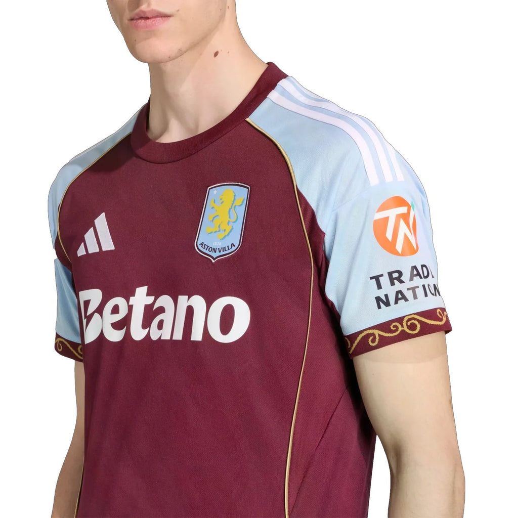 adidas Digne Men's Aston Villa Home Jersey 25/26 w/ NRFR + EPL Patches (Maroon/Blue)