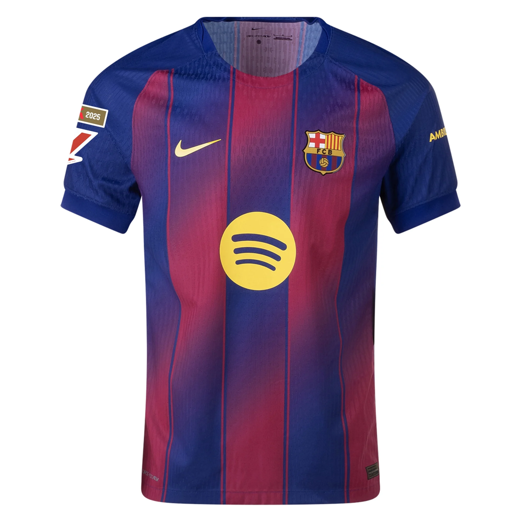 Nike Barcelona Authentic Pau Cubarsi Home Jersey w/ La Liga Champion Patches 25/26 (Deep Royal Blue/Midwest Gold)