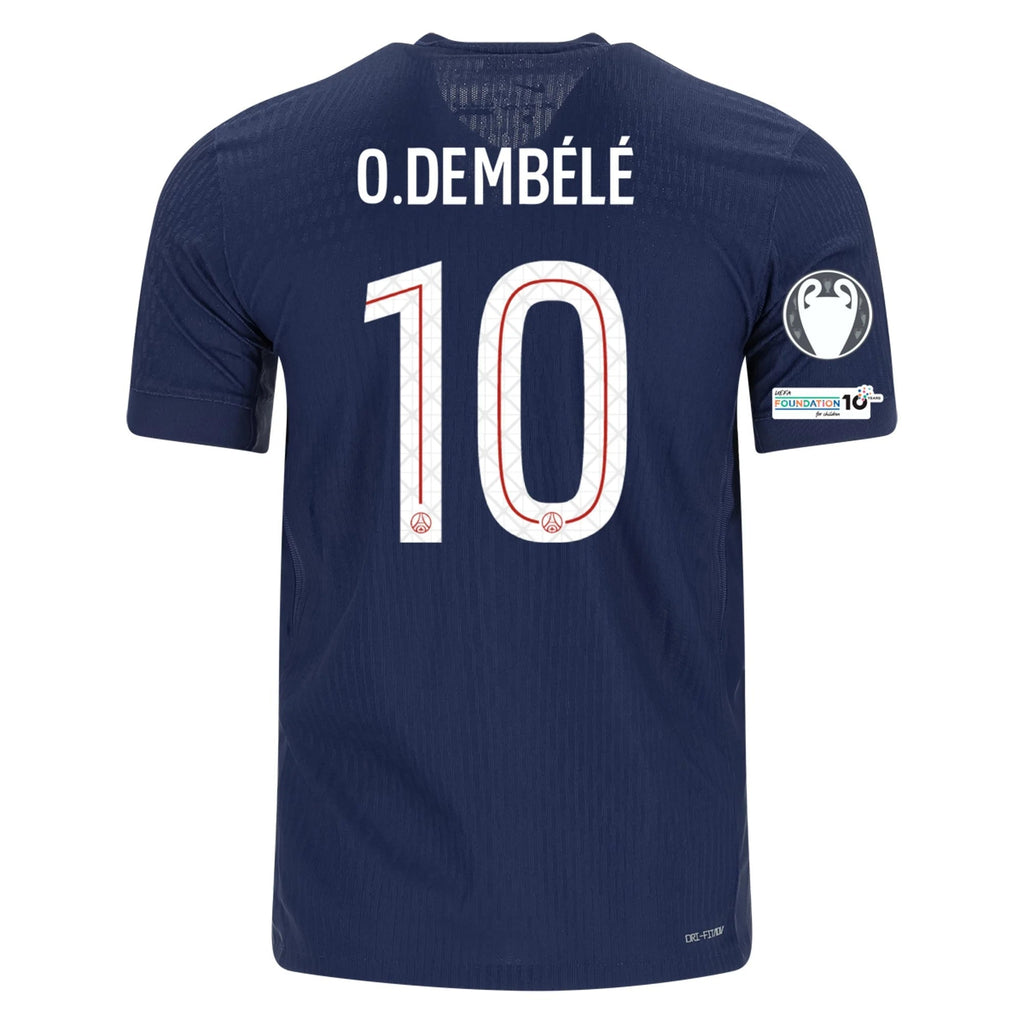 Nike Men's Dembele Paris Saint-Germain Authentic Home Jersey 25/26 w/ Champions League Patches (Navy)
