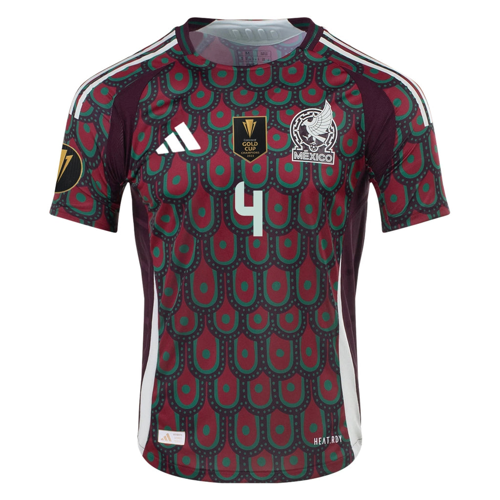 adidas Mexico Authentic Edson Álvarez Home Jersey 24/25 w/ Gold Cup 2025 Patchse (Multicolor)