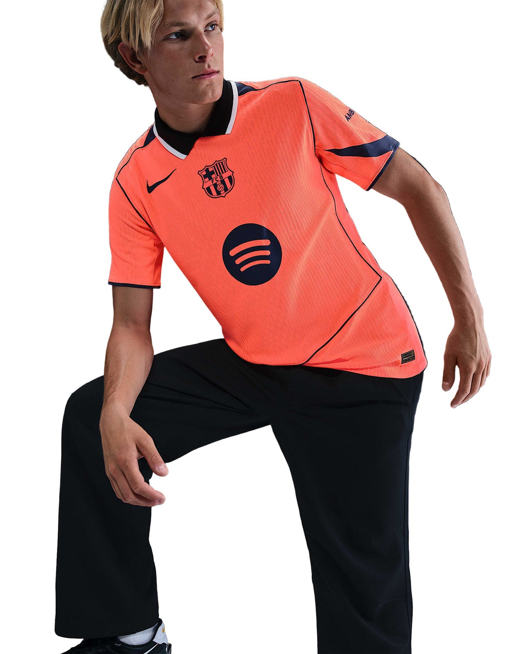 Nike Lamine Yamal FC Barcelona Third T90 Authentic Jersey 25/26 w/ Champions League Patches (Bright Mango/Midnight Navy)