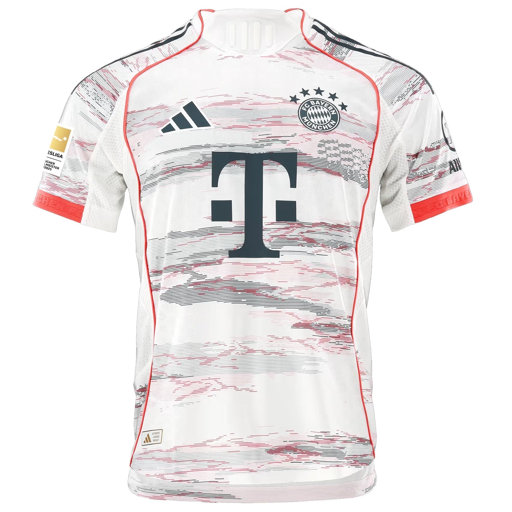 adidas Bayern Munich Authentic Away Jersey 25/26 w/ Sponsor + Meister Bundesliga Patch (White/Red)