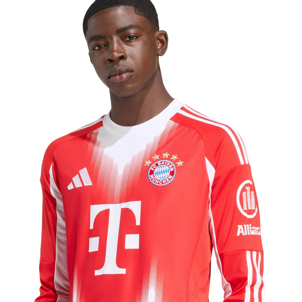 adidas Men's Bayern Munich Long Sleeve Home Jersey 25/26 (Red/White)
