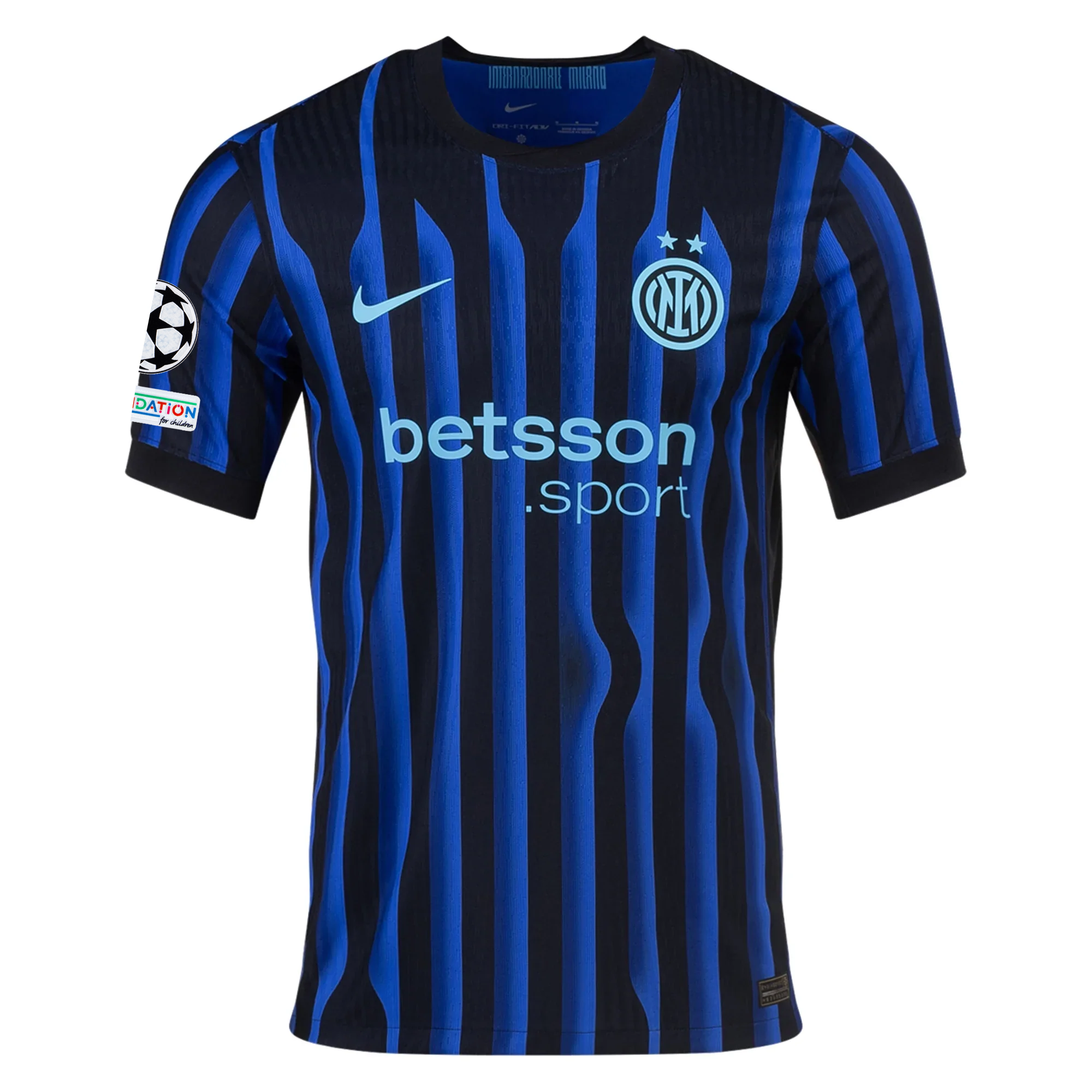 Nike Inter Milan Authentic Home Jersey w/ Champions League Patches 25/26 (Lyon Blue/Black/Chlorine Blue)