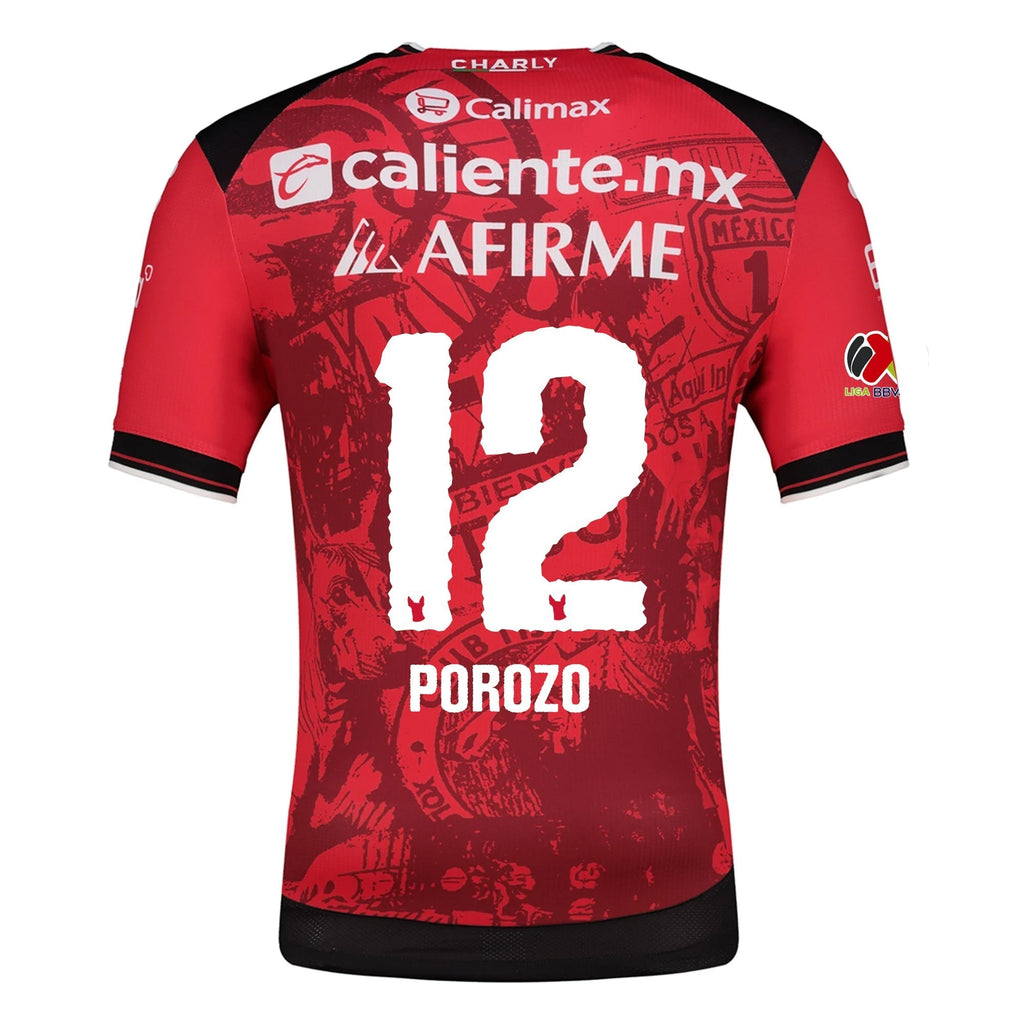 Charly Jackson Porozo Men's Club Tijuana Xolos Home Jersey 25/26 w/ BBVA MX Patch (Red/Black)
