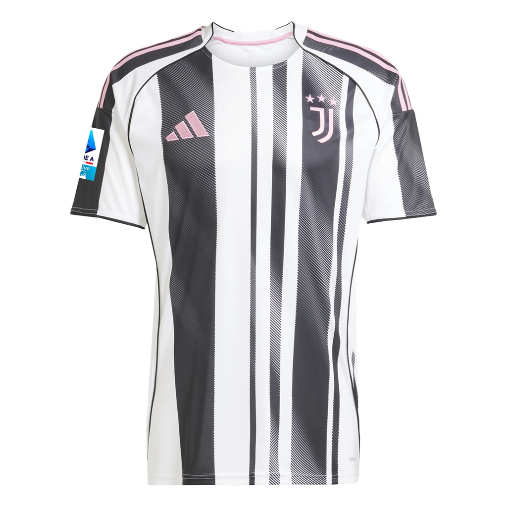 adidas Men's Juventus E. Zhegrova Home Jersey w/ Serie A Patch 25/26 (White/Black/Pink)