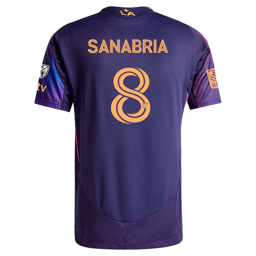 adidas Lucas Sanabria LA Galaxy Authentic Away Jersey w/ MLS + Apple TV + RBC Sponsor 25/26 (Purple)