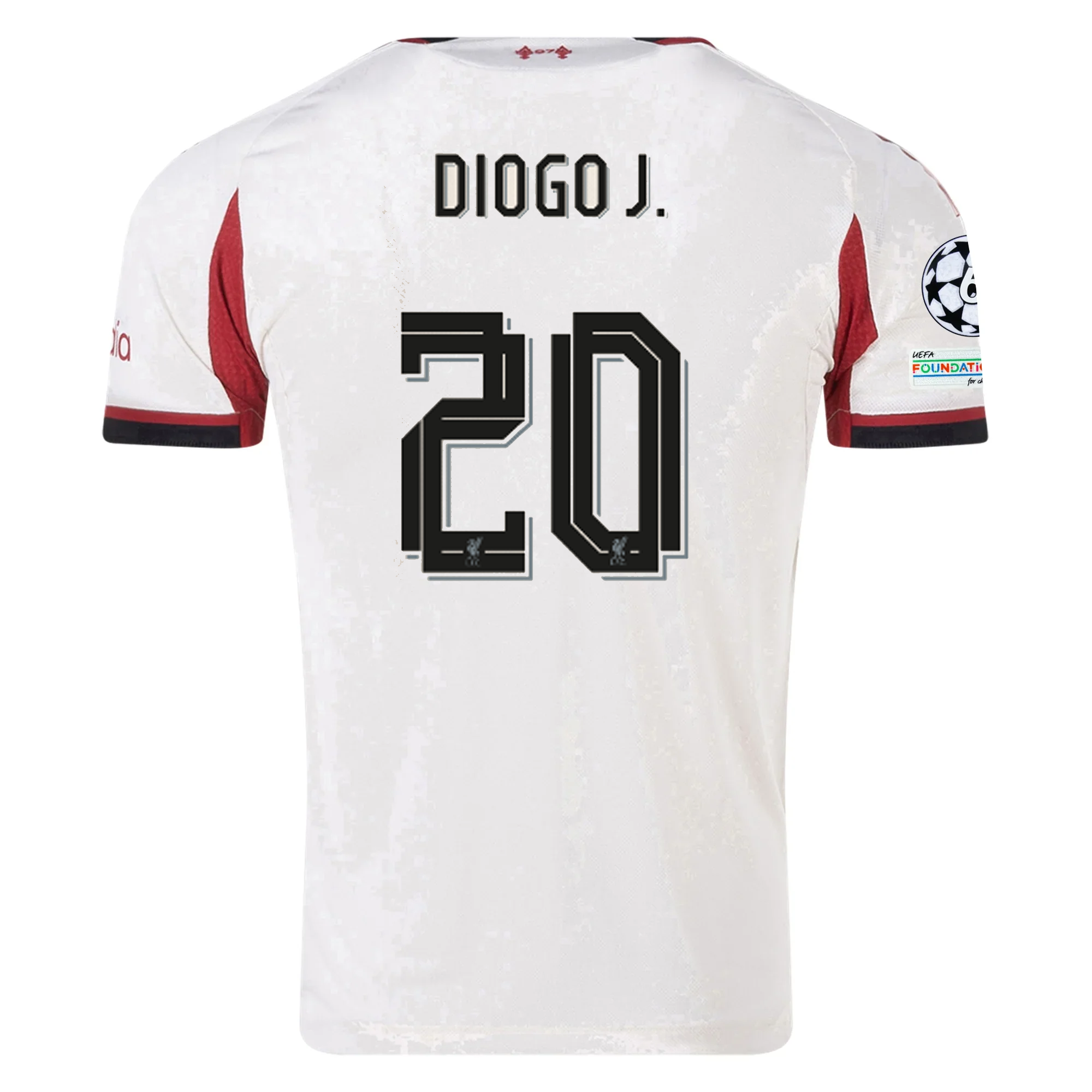 adidas Men's Liverpool Authentic Diogo Jota Away Jersey w/ Champions League Patches 25/26 (Wonder White)