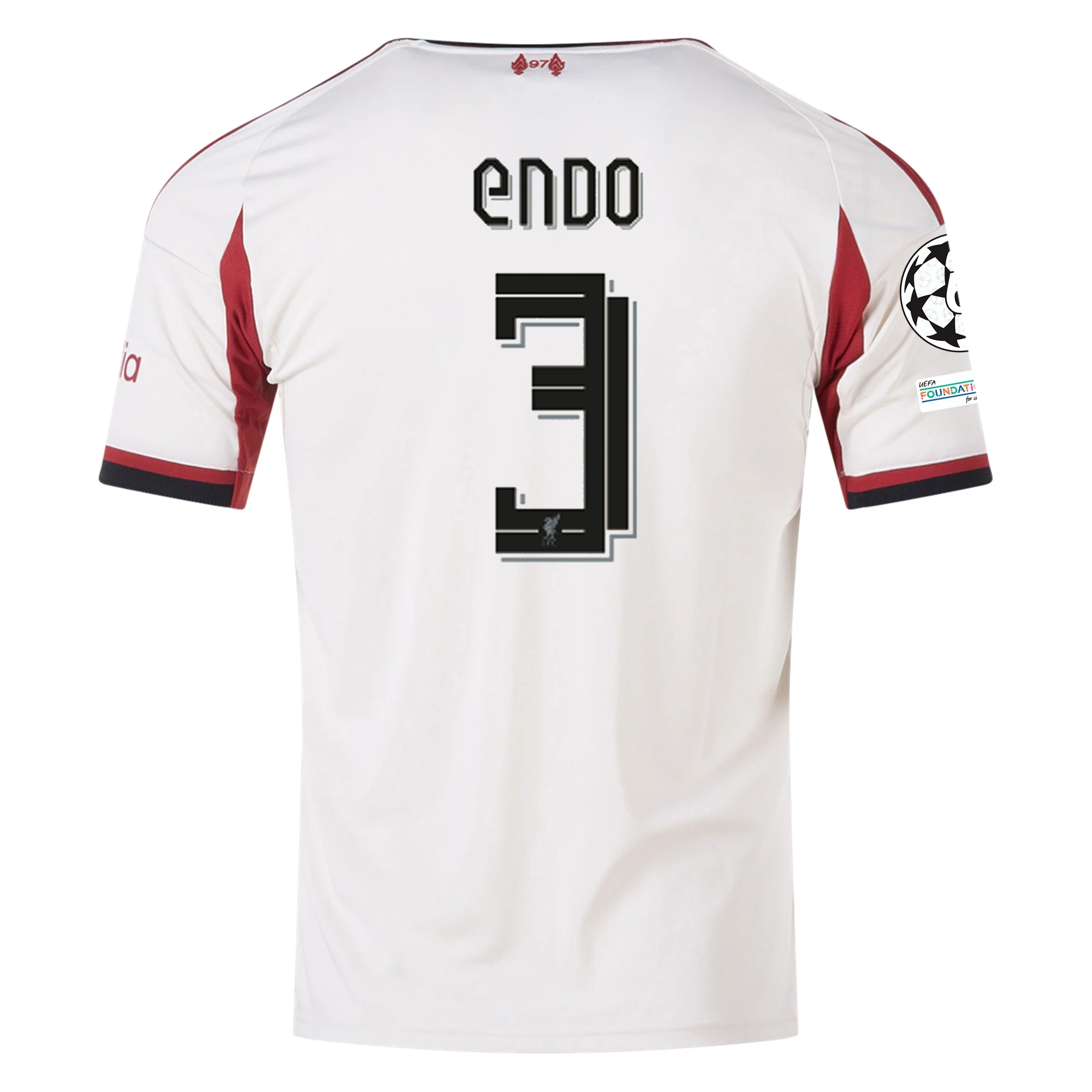 adidas Men's Liverpool Endo Away Jersey w/ Champions League Patches 25/26 (Wonder White)