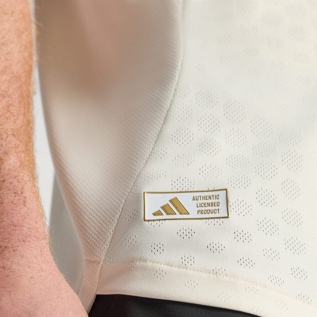 adidas Men's Liverpool Authentic Away Jersey w/ EPL + No Room For Racism Patches 25/26 (Wonder White)