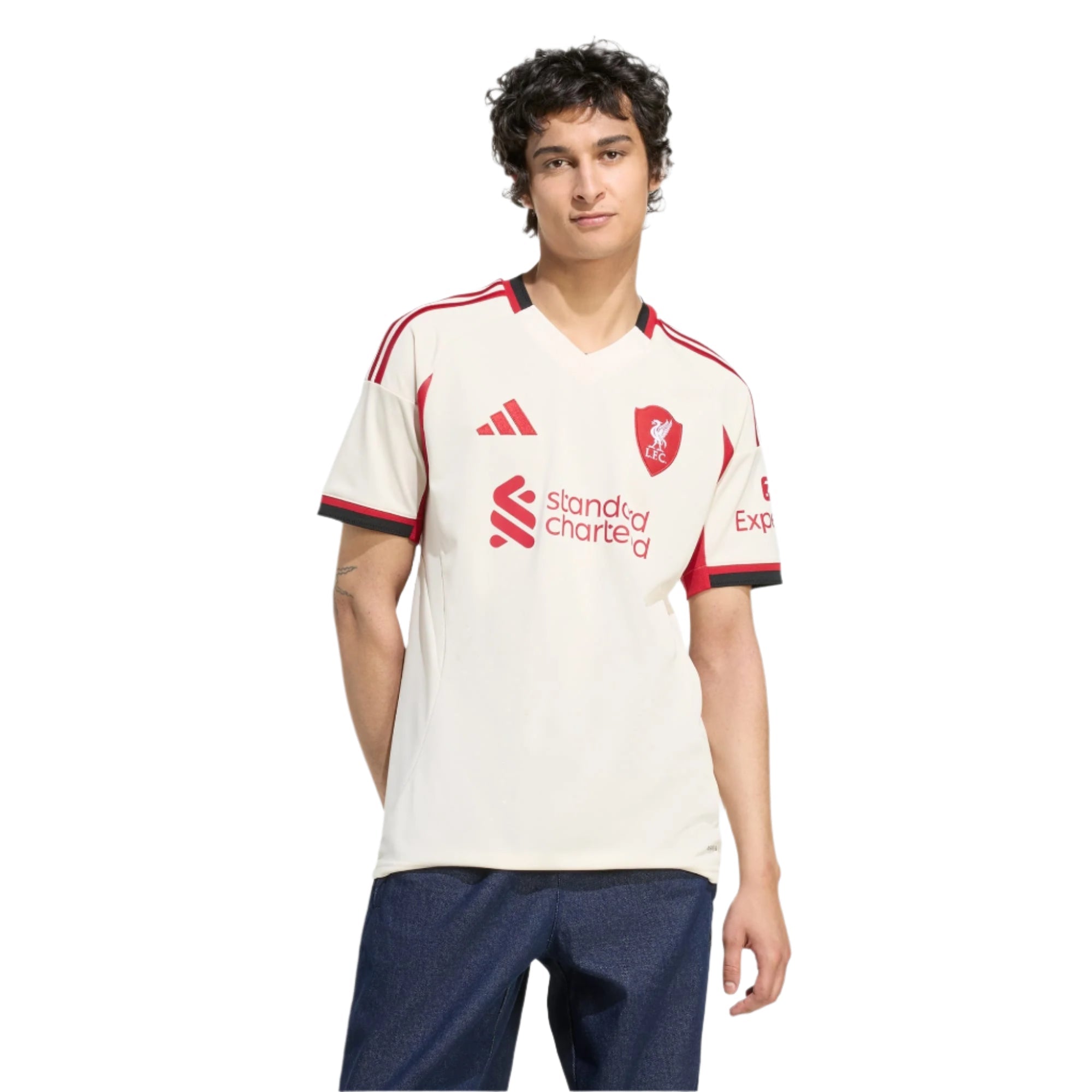 adidas Men's Liverpool YNWA Away Jersey w/ EPL Champions Patch 25/26 (Wonder White)