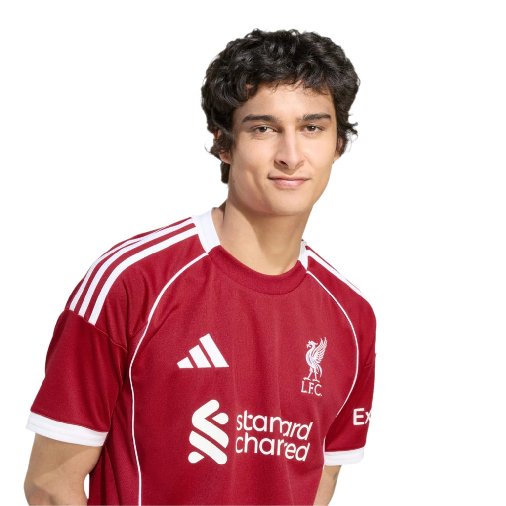 adidas Konate Men's Liverpool Home Jersey 25/26 w/ NRFR + EPL Champions Patch (Strawberry Red)