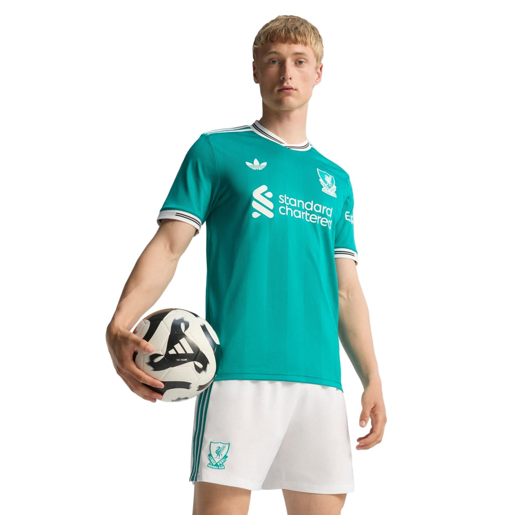 adidas Liverpool FC Authentic Diogo J. Third Jersey w/ EPL + No Room For Racism Patches 25/26 (Sea Green)