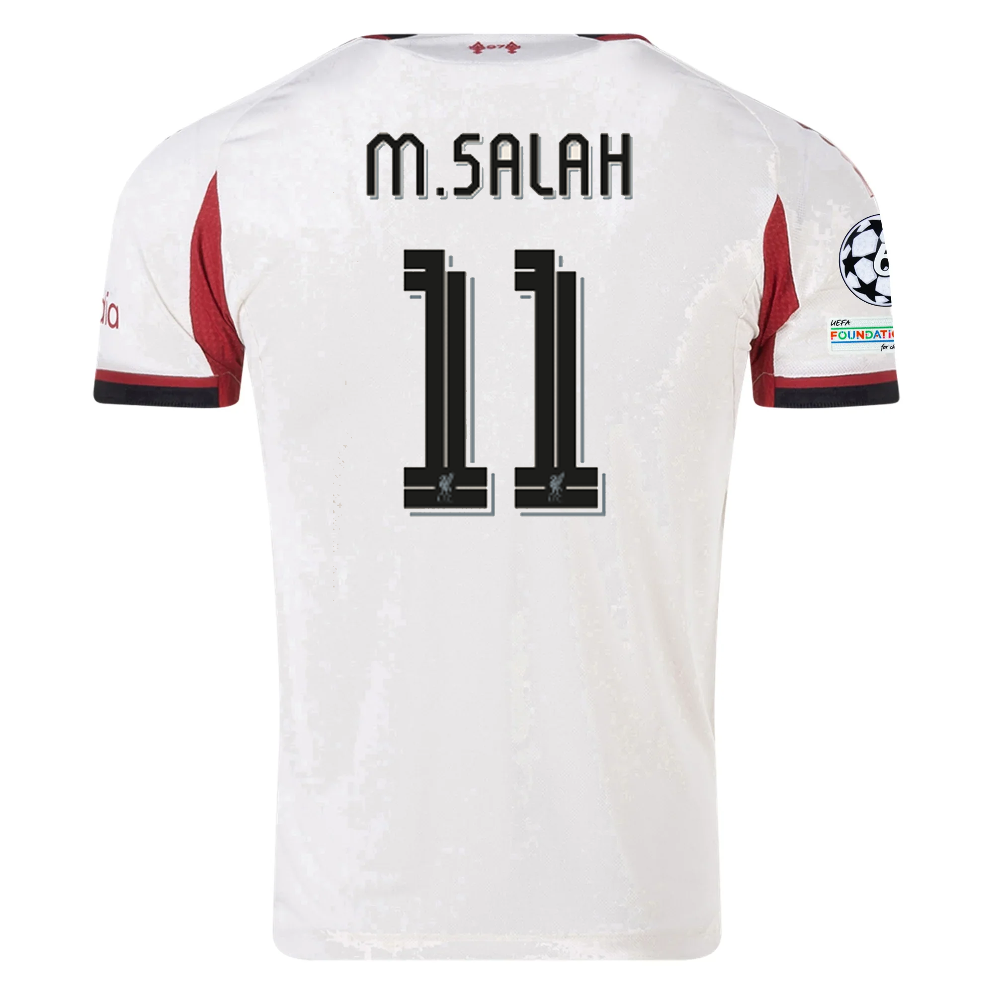 adidas Men's Liverpool Authentic Mohamed Salah Away Jersey w/ Champions League Patches 25/26 (Wonder White)