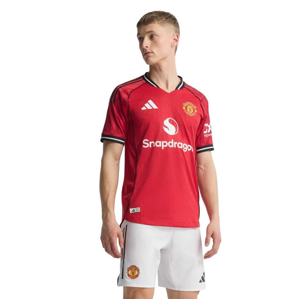 adidas Zirkzee Men's Manchester United Authentic Home Jersey 25/26 w/ NRFR + EPL Patch (Red)