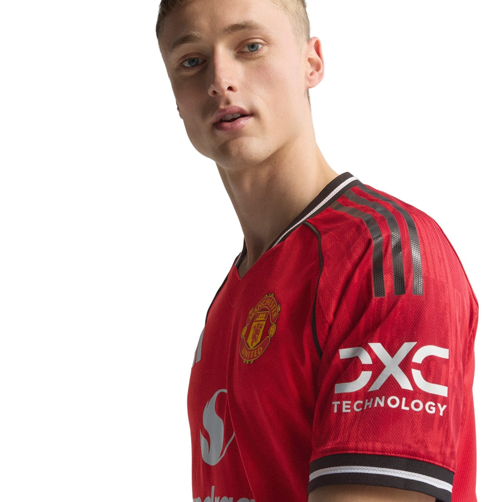 adidas Martinez Men's Manchester United Authentic Home Jersey 25/26 w/ NRFR + EPL Patch (Red)