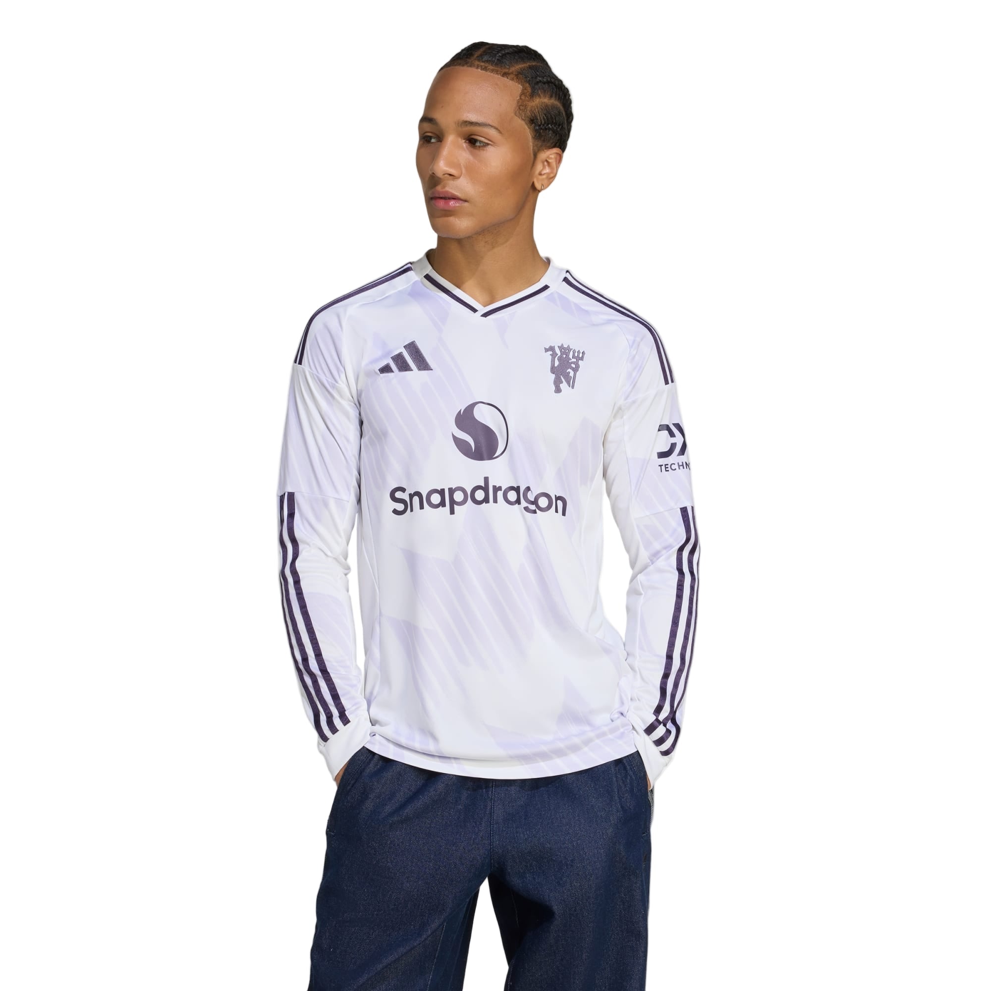 adidas Men's Manchester United 25/26 Long Sleeve Away Jersey (White)