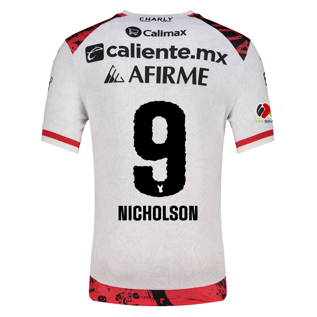 Charly Shamar Nicholson Men's Xolos De Tijuana Away Jersey 25/26 w/ BBVA MX Patch (White)