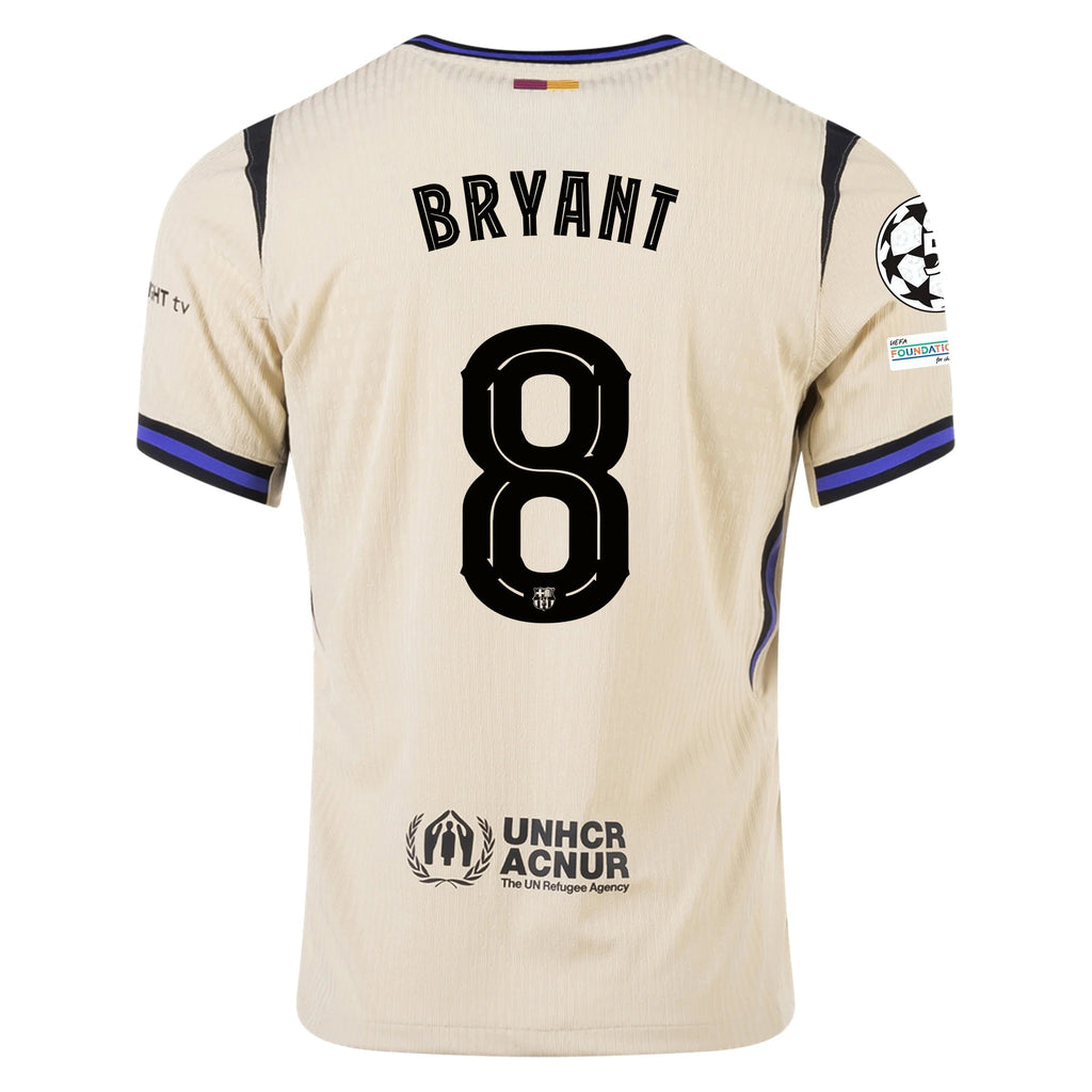 Nike Kobe Bryant Men's FC Barcelona Authentic Away Jersey w/ Champions League Patches (Team Gold/Persian Violet/Black)