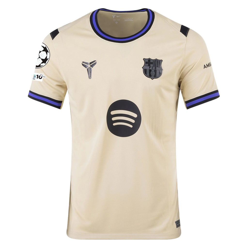 Nike Men's FC Barcelona Away Jersey 25/26 w/ Champions League Patches (Team Gold/Persion Violet/Black)