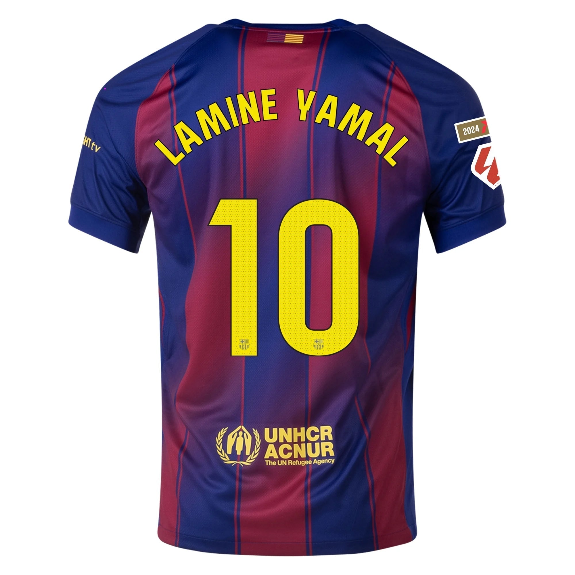 Nike Men's Lamine Yamal Barcelona Home Jersey 25/26 w/ La Liga Patches (Deep Royal Blue/Midwest Gold)
