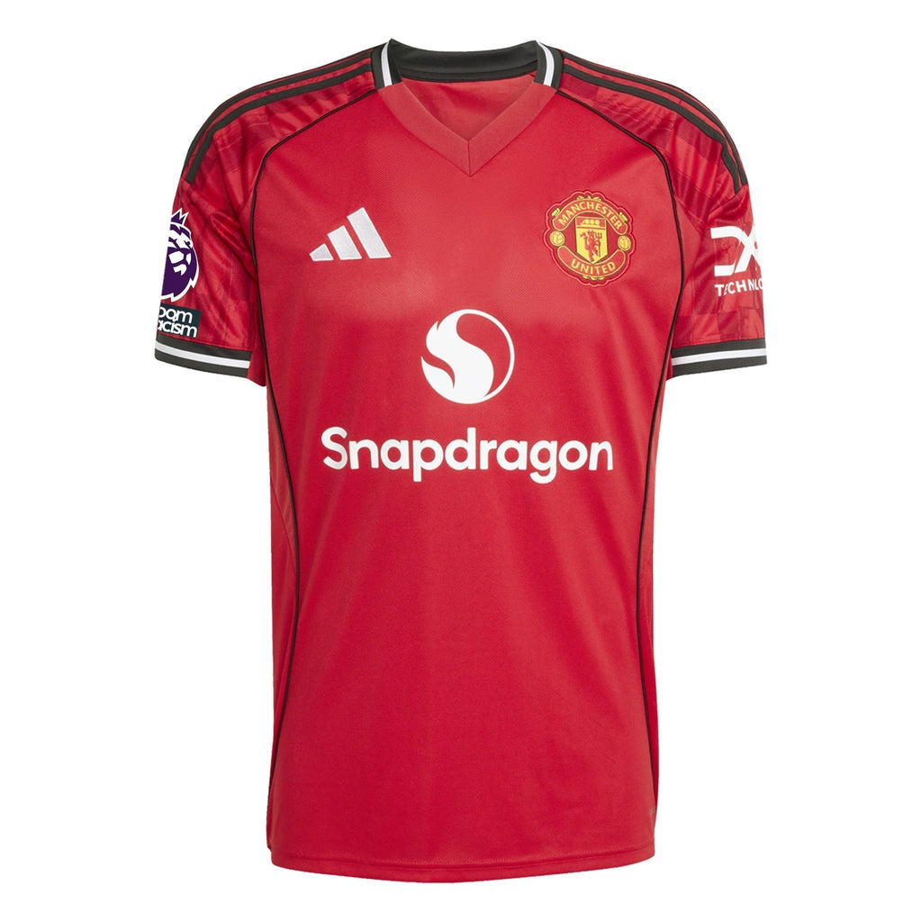 adidas De Ligt Men's Manchester United Home Jersey 25/26 w/ EPL + NRFR Patches (Red)