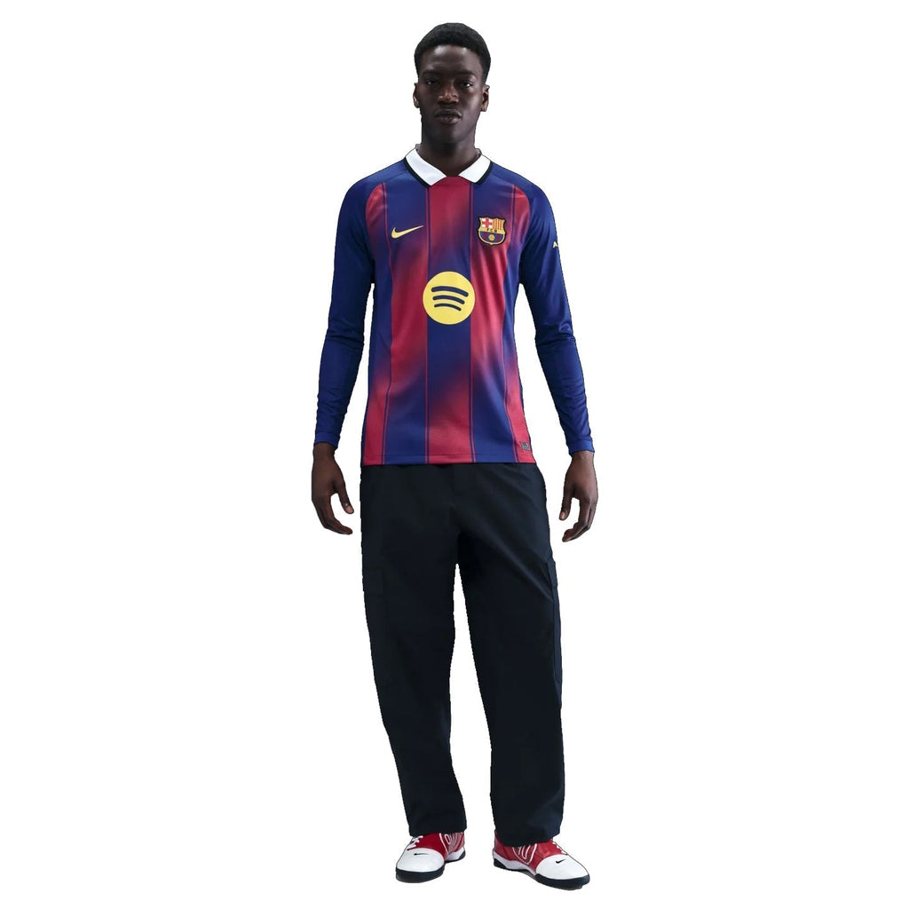 Nike Men's Barcelona 25/26 Long Sleeve Home Jersey (Deep Royal Blue/Midwest Gold)