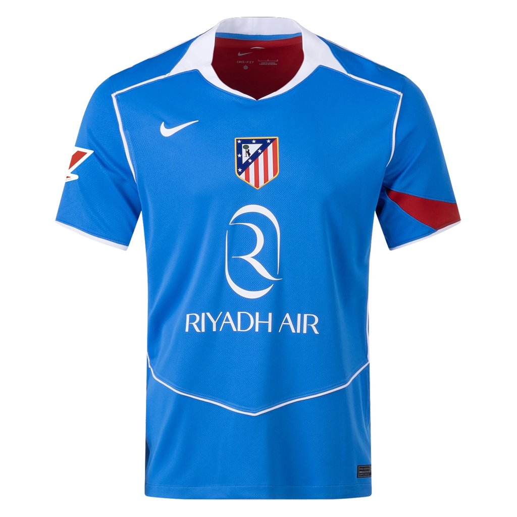 Nike Men's Atletico Madrid Dávid Hancko T90 Third Jersey La Liga Patch 25/26 (Photo Blue/Sport Red)