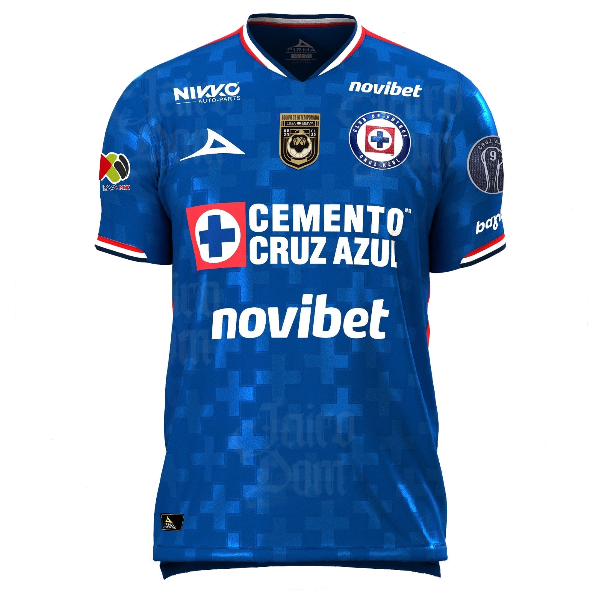 Pirma Men's Cruz Azul Home Jersey 25/26 w/ Champion 9 + Liga BBVA Patches (Blue)