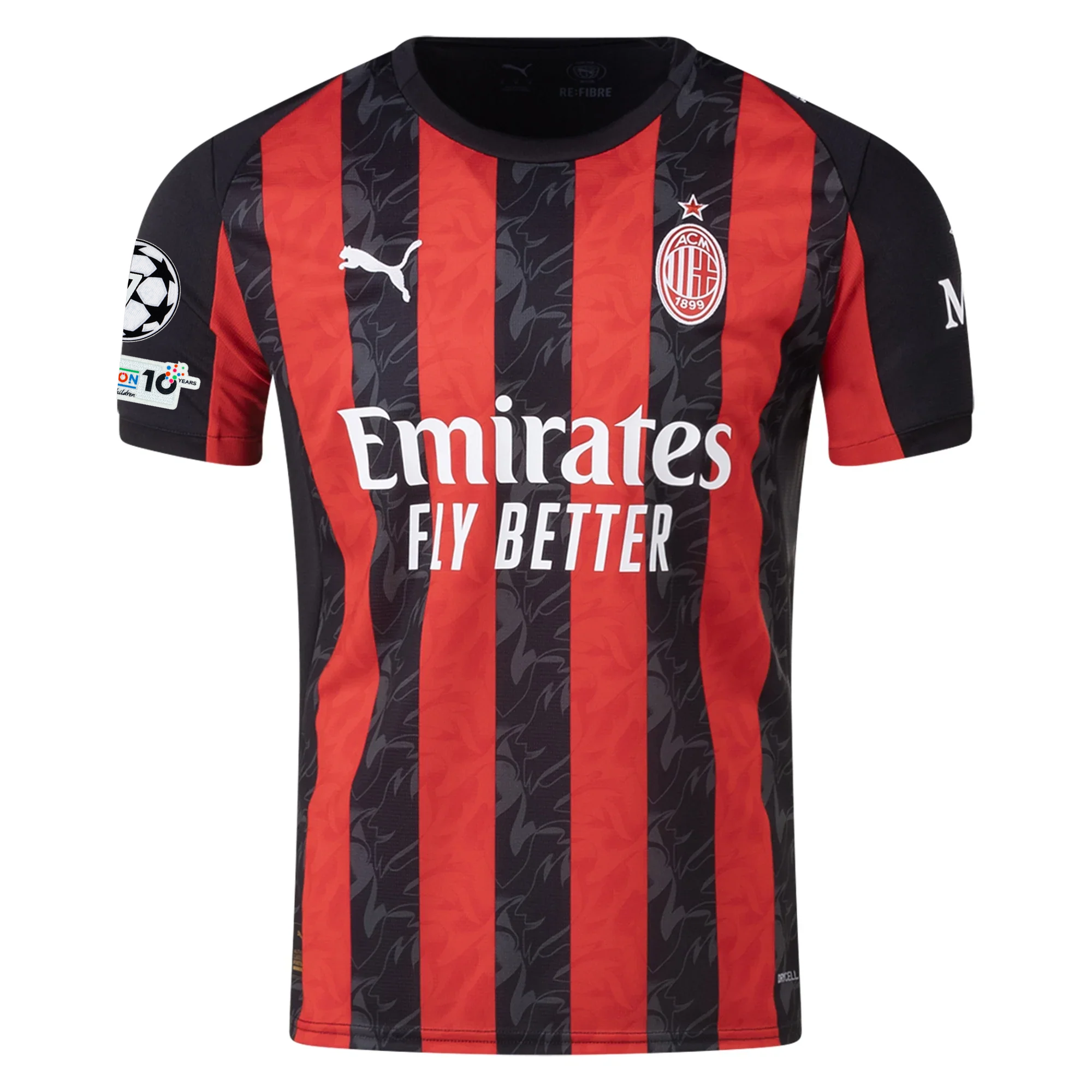 Puma Gabbia Men's AC Milan Home Jersey w/ Champions League Patches 25/26 (Red/Black)
