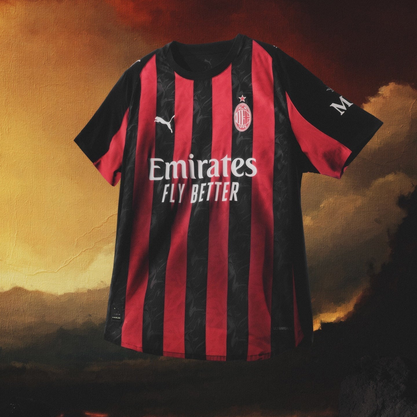 Puma Musah Men's AC Milan Authentic Home Jersey 25/26 w/ Seria A Patch (Red/Black)